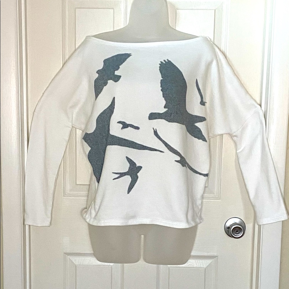 GO Couture Flock Of Birds Dolman Sleeve Sweater